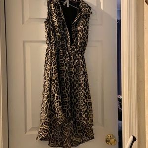 Cheetah print dress layered